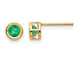 Emerald Solitaire Earrings 0.60 Carat (ctw) in 14K Yellow Gold